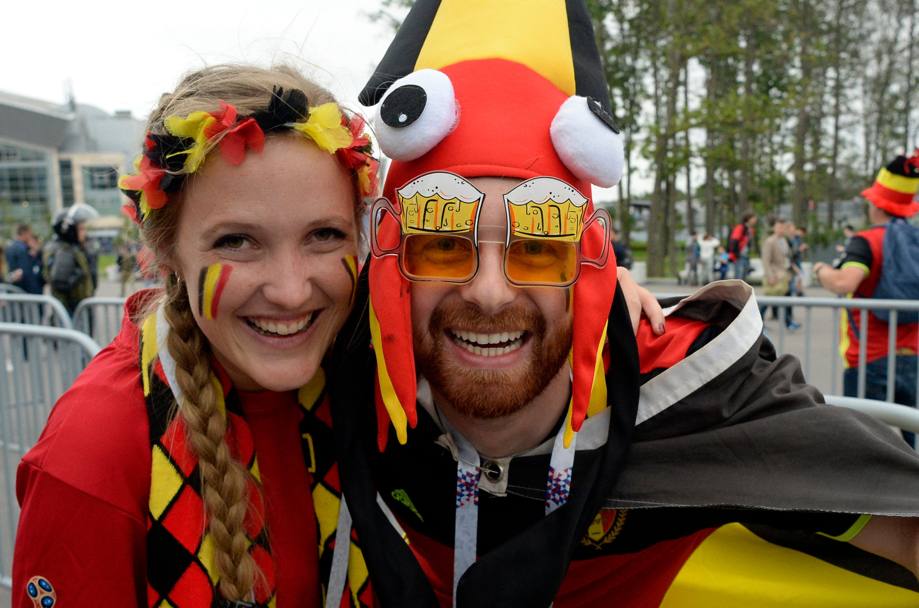 I belgi si vestono dei colori della propria bandiera. Afp